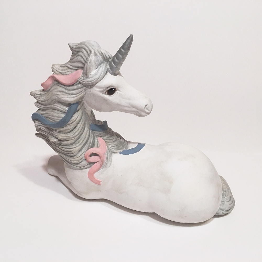 Vintage White Ceramic Unicorn Figurine